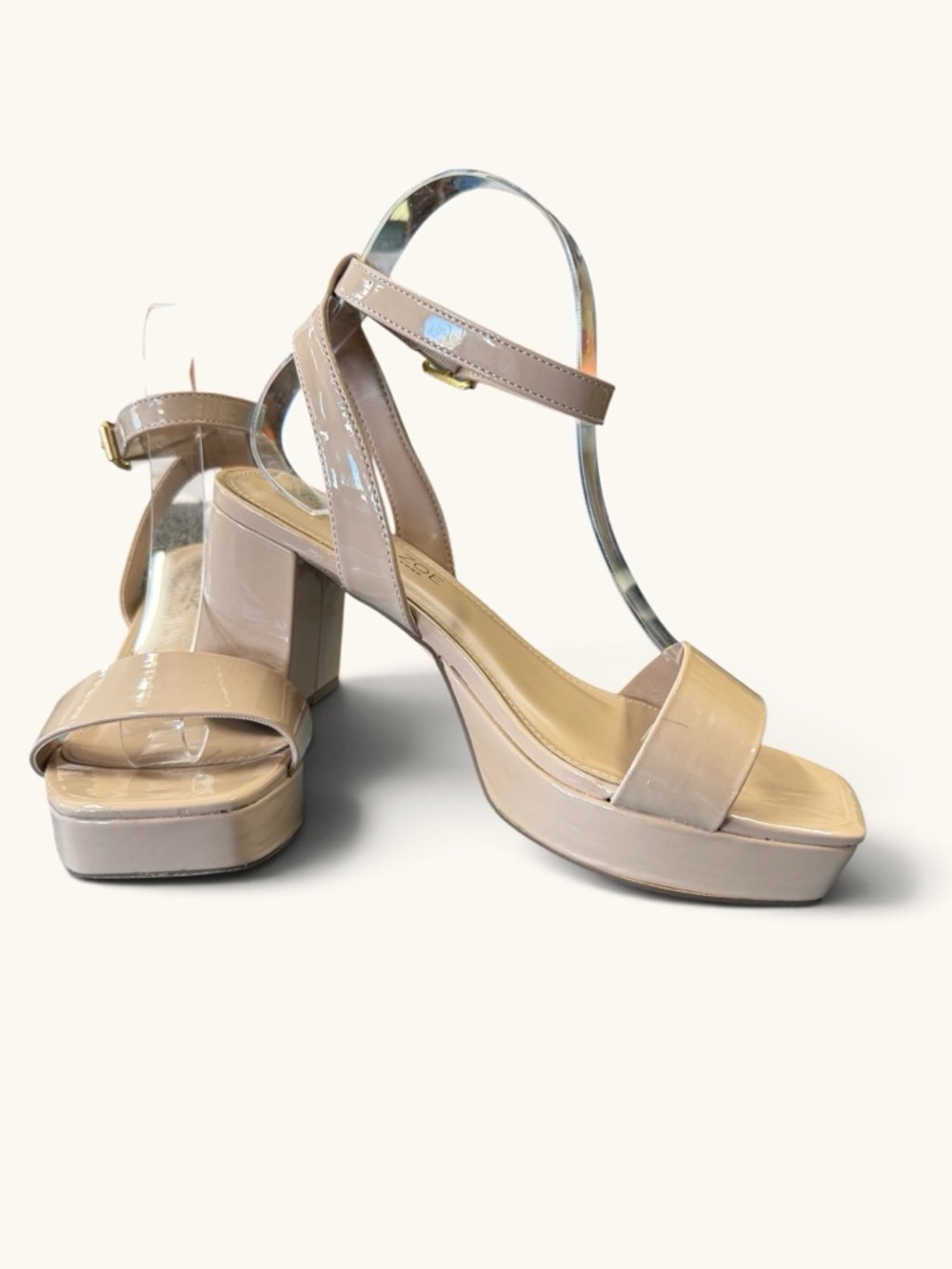 Rachel Zoe platform patent-leather  square toe block heel Blush 7.5 - Picture 6 of 14
